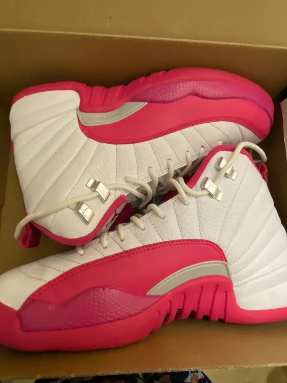 Air Jordan 12 Retro Hot Pink and White 510815-109, 6.5